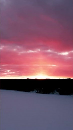 Drone view of the sunset at Hiawatha National Forest near Wetmore in Michigan's Upper Peninsula