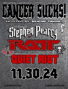 Join us for the 18th Annual Cancer Sucks Concert on Saturday, November 30th. FEATURING: Stephen Pearcy of Ratt with Special Guests Quiet Riot! All proceeds will be donated to cancer research. The event will be hosted by our favorite Rock Host, Eddie Trunk! etix.com/ticket/p/74977095/ | Cancer Sucks