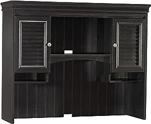 Bush Furniture, 2 shelves, Fairview Hutch for Computer Desk in Antique Black