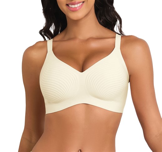 Daystry Womens Wireless Stripe Bras No Underwire Push Up Bra Comfort Seamless Supportive Full Coverage Everyday Bras without padding