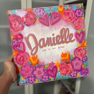 Painted Name Sign: Colorful Flowers & Heart, Custom Nursery Decor - Etsy