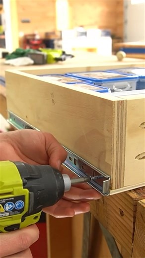 Take a look at how @woodshopdiaries customized her Universal Bench! She started with our metal frame and a prefinished top, then added extra storage underneath. Get the free building plans on kregtool.com, just click Projects & Plans and search "workbench with drawer". | Kreg Tool