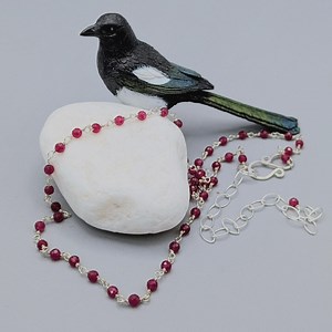 Sterling Silver and Raw Ruby Necklace - Adjustable Hand Linked Ruby & 925 Silver Chain Necklace - Handmade July Birthstone Gift for Her - Etsy