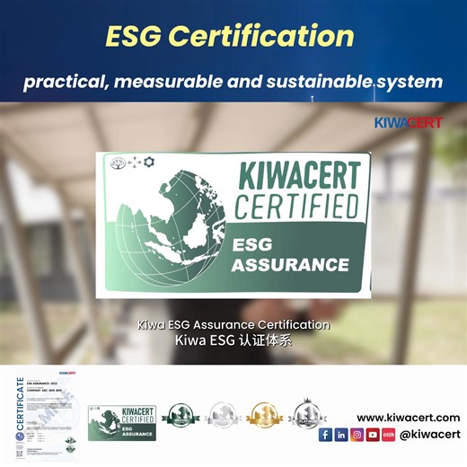 Can #ESG be #certified? Yes. . ESG should not stop at reporting. It should be supported by a real management & monitoring system not just standalone disclosures. . With【KiwaCert ESG Assurance Certification】 this is no longer only for big companies or public listed companies. . We designed a structured ESG management system with a ranking mechanism, so companies can improve year by year 📈 . ✔ Annual scoring & measurable progress ✔ Clear targets for management & employees ✔ Know where you are tod