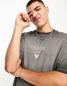GUESS Originals logo t-shirt in washed black | ASOS