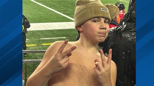Swansea teen goes viral after shirtless moment during Patriots playoff game