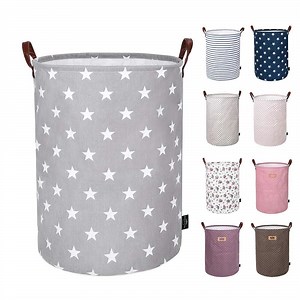 [Hot Item] Cute Laundry Basket Canvas Linen White Dirty Clothes Folding Storage Basket