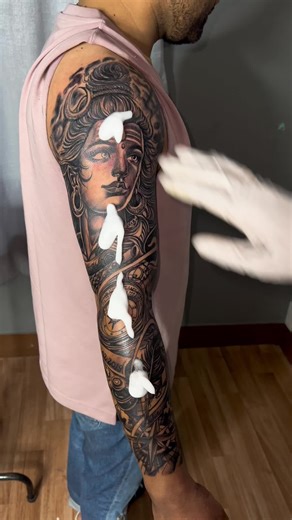 Lord Shiva Compass Tattoo Full Sleeve Design