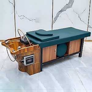 Massage Shampoo Bed-Shampoo Bed Includes Water Circulation, Head Spa Equipment & Facial Beauty Table with Temperature Control Panel(Phototherapy,Fumigation,Stool)