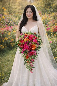 Orange Hot Pink Magenta Bouquet, Jewel Tone Wedding Bouquet, Colorful Bouquet - Etsy Canada