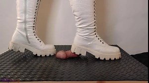 School Friend Crushing and Marching in Painful White Snow Boots - Bootjob, Ballbusting, CBT