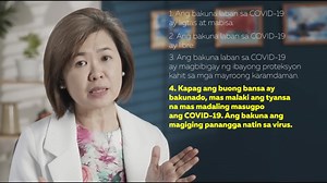 Sa pagtatapos ng #eFDS 13, balikan natin ang limang pinakamamahalagang bagay tungkol sa COVID-19 vaccines. Bilang mga reponsable at aktibong mamamayan, ibahagi lamang natin at gamitin sa ating pagpapasya ang TAMANG IMPORMASYON tungkol sa pagpapabakuna. Tandaan, sa #4PsMAGPABAKUNA, Mahalagang Alamin, Gampanan, at Pahalagahan Ang BAKUNA laban sa COVID-19. Abangan sa mga susunod na araw ang iba pang TAMANG IMPORMASYONG na aming ibabahagi ukol sa pagpapabakuna. Para sa PAGNINILAY natin mula sa panon