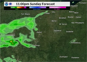 [9:55 PM] Here is a future look at rainfall potential overnight through noon tomorrow. Widespread rain showers are likely across many of our counties tomorrow morning, so be sure to give yourself some extra time during the morning commute and use caution on the wet roads! | US National Weather Service Wilmington OH