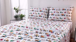 MICORAL Kids Full Sheet Set Unicorn, 4 Pieces Truck Sheets for Boys & Girls, Soft Printed Microfiber Bed Sheets, Deep Pocket Cozy Toddler Bedding Set