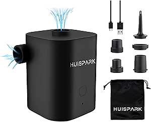 Electric Air Pump - Portable Air Mattress Pump | Portable Quick-Fill Air Pump with 5 Nozzles, 2500mAH | Inflatable Air Pump | USB Rechargeable | Perfect Inflator/Deflator Pumps for Air Mattress Beds