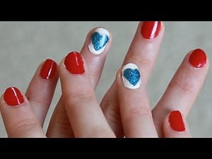 4th Of July Nail Art Tutorial! Red, White & Blue With Hearts/Stars!