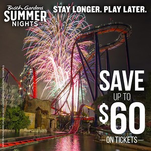 Save up to $60 on tickets at Busch Gardens Tampa Bay! Take flight on Serengeti Flyer & enjoy extended hours with Summer Nights! | Busch Gardens Tampa Bay