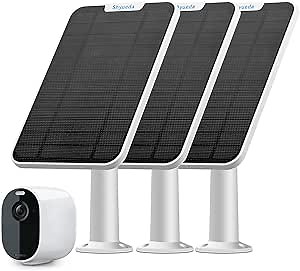 4W Solar Panel Charging Compatible with Arlo Essential Spotlight/XL Cameras Only, with 13.1ft Waterproof Charging Cable, IP65 Weatherproof,Includes Secure Wall Mount(3-Pack)(Micro USB Type)