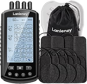 4 Output Dual Channel TENS Unit, 40 Level Intensity 24 Modes Muscle Stimulator for Pain Relief Therapy with 10 Electrode Pads for Knee, Back Pain etc, for Men Women