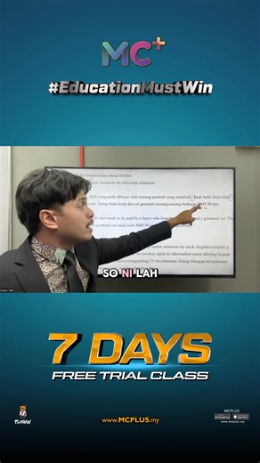 Dengan ilmu Algebra ni, macam-macam masalah kita boleh selesaikan. Tapi tulah, kena pandai guna lah. Kena pandai manfaatkan ilmu yang kita belajar. Baru rasa BERNILAI. #mcplus #7DaysFreeTrialMCPLUS #plusian #EducationMustWin | MCPLUS
