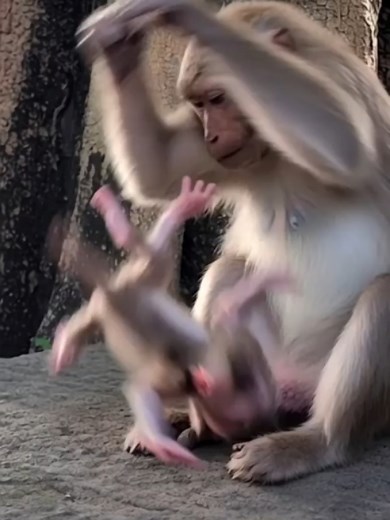 Baby Monkey Cries as Mother Pushes It Away — Sad Viral Clip
