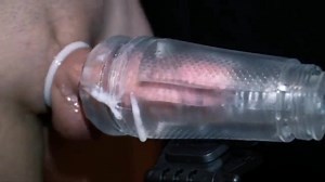 Fleshlight cock milking compilation, swollen cock spews hot creamy cum over and over