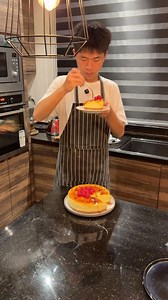 Homemade Basque cheesecake with fresh raspberries