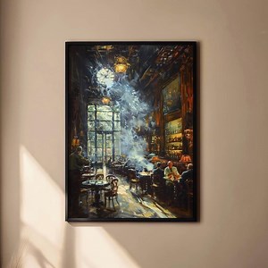 Vintage Cuban Cigar Lounge Art - 1950s Havana Cafe Painting - Retro Cigar Bar Scene - Atmospheric Cuba Wall Decor - Etsy