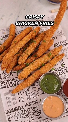 That crunch! 😍 Best enjoyed with a spicy mayo dip. Let me know if I should share the recipe for that too ❤️ You can make these crispy chicken fries at home - 400gms Boneless Chicken Cut into Strips 1/2 Tsp Garlic Powder 1/2 Tsp Onion Powder 1/2 Tsp Paprika or Red Chilli Powder 1/2 Tsp Black Pepper Powder Salt 1 Tbsp Olive Oil Mix well and marinate for minimum 15 minutes. Now in a separate bowl, Add 3/4th Cup All Purpose Flour 1/2 Tsp Garlic Powder 1/2 Tsp Onion Powder 1/2 Tsp Paprika or Red Chi