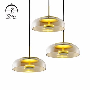 [Hot Item] Modern Concise Design Gold Black Iron Tube Clear Glass Pendant Light
