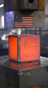 Hydraulic Press vs Red-hot Square steel tubing | Hydraulic Press US