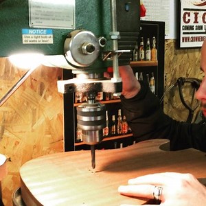 Drilling holes for the string ferrules on the #telecaster project with my buddy @grantbatson. #woodworking #luthier | Crafted Workshop