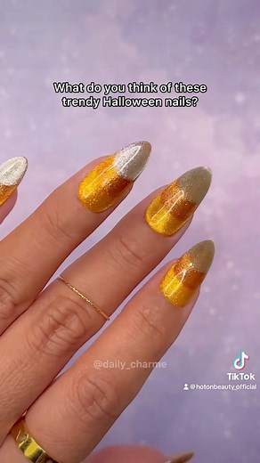 🎃 Bougie Candy Corn Nails 🎃 nailart tutorial by @daily_charme #hotonbeauty #bougienails #halloweennails #candycornnails #nailtutorial | HOT Beauty Magazine