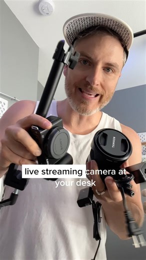 READ CAPTION FOR LIST… Pro Camera Live-Streaming Checklist 1. Camera 2. Lens 3. Dummy Battery (Continuous Power Cable) 4. Camera Desk Mount 5. HDMI Cable You’ll also need a way to connect to your computer. For a video tutorial on the EASY WAY and ADVANCED WAY to do this 👉🏼 SEARCH ON YOUTUBE FOR… ✅“Sony ZV-E10 Live Streaming Think Media” | Sean Cannell