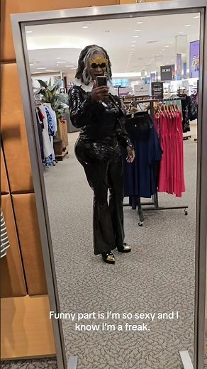 Granny in latex in heels #africanwomen #highheels #thickness #latexpants #designershoes #pvcclothing