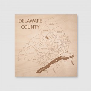 Delaware County Map - Ready to Hang - Pennsylvania Retirement Gift - 12x12 - Etsy