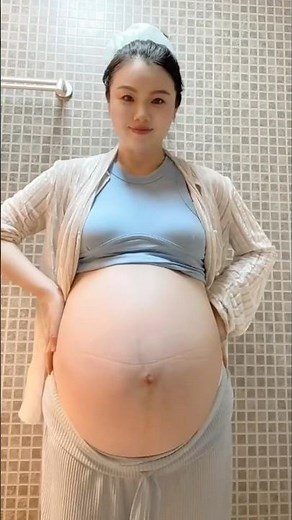 Pregnant Asian Mom With Huge Belly