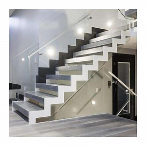 [Hot Item] Customize U Channel Glass Railing Thailand Rubber Wooden LED Straight Stairs