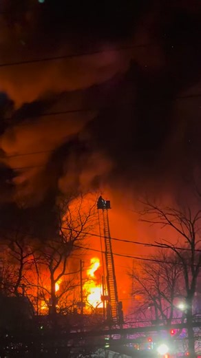 Roselle Park, Union County — A five-alarm fire is burning at Crossfield Products, a plastic fabrication company on Valley Road in Roselle Park. The commercial structure is fully involved and threatening neighboring buildings. Fire crews on scene report propane tanks exploding, and exterior walls are showing signs of imminent collapse. This is a developing situation. | The Garden State