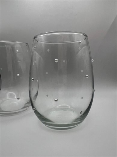 Pearl Stemless Wine Glasses | Bridal Shower Gift | Wedding - Etsy