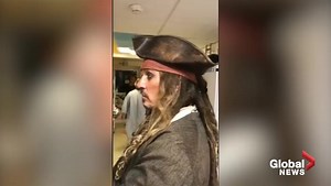 Johnny Depp visits pediatric patients as Jack Sparrow at Paris hospital