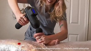 Hot Nurse Ballbusting Patient Trapped In Plastic Wrap Bondage