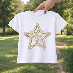 Western Patchwork Star PNG, Embroidered Applique Star Design, Neutral Cowgirl Shirt Graphic, Vintage Boutique Sublimation PNG - Etsy Australia