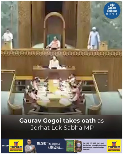 Video Report | Congress leader and son of late Tarun Gogoi, Gaurav Gogoi, took oath as the Lok Sabha MP in Assamese on Monday as the 18th session of the lower house commences. Gogoi won the general elections from the Jorhat Lok Sabha seat. #theassamtribune #GauravGogoi #OathTaking #Assam | The Assam Tribune