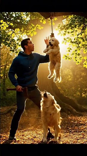 Man Rescues Puppy Stuck in Tree with Help from Loyal Golden Retrievers | Heartwarming Dog Rescue