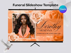 Editable Orange Funeral Slideshow Template With Sound | Memorial Tribute Video | Funeral Photo Slideshow | Funeral Slideshow Canva - Etsy