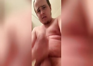 Chubby guy steps out of the shower to cum, jizz on thighs-ph5dffc245320cc