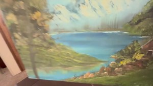 Tableau « Aube et crépuscule » DOUBLE FACE « Montagne », style Bob Ross. Cabane au bord du lac - Art mural - Arbres Eau et sérénité rustique. Non signé. - Etsy France