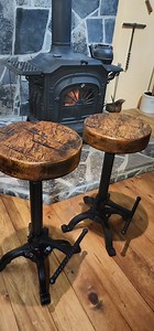 Rustic Hand Hewn Cast Iron Bar Stool - Etsy Canada
