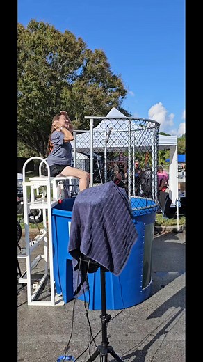 Crazy day in the dunk tank 🤣Felt good cuz it was HOT today... #valgal #oldschoolbikermagazine #brevardcounty #spacecoast #harley CFEC Charities | Old School Biker Magazine
